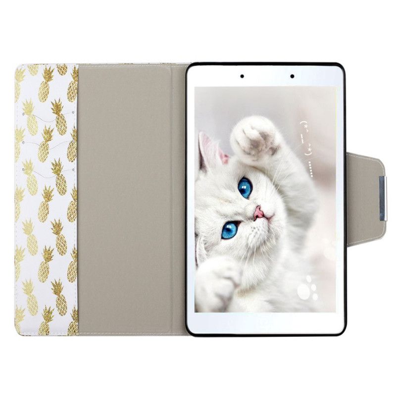 Leren Hoesje voor Samsung Galaxy Tab A 8" (2019) Gouden Ananas
