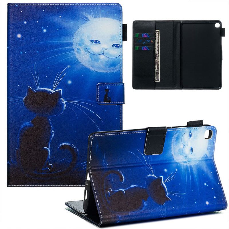 Leren Hoesje voor Samsung Galaxy Tab A 8" (2019) Kat En Maan