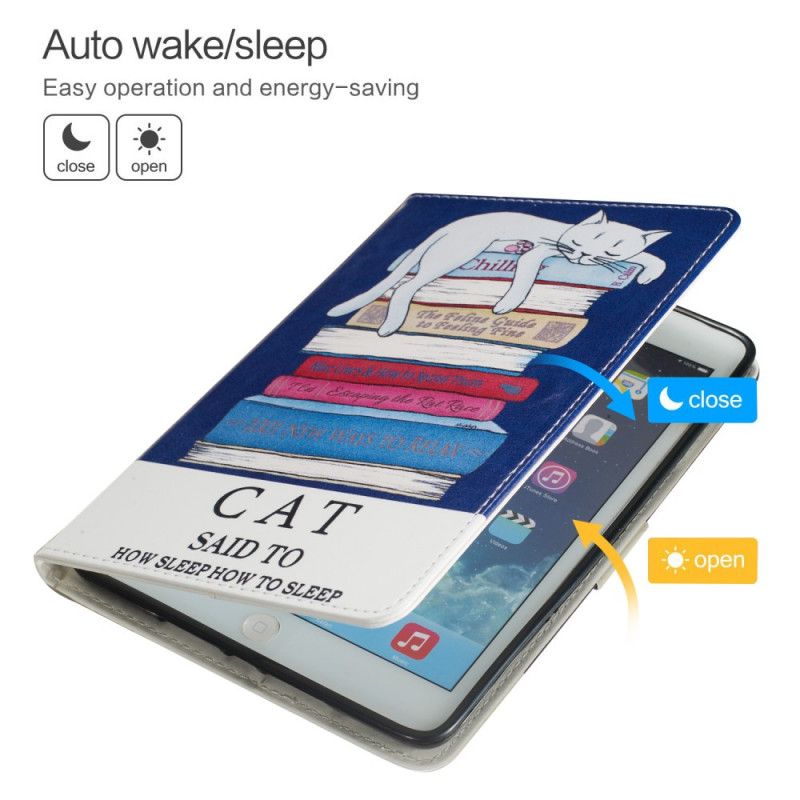 Leren Hoesje voor Samsung Galaxy Tab A 8" (2019) Slapende Kat