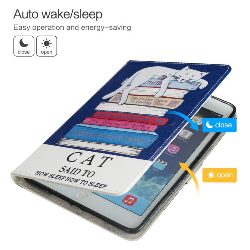 Leren Hoesje voor Samsung Galaxy Tab A 8" (2019) Slapende Kat