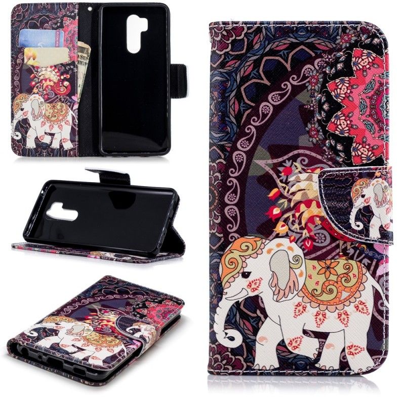 Leren Hoesje voor LG G7 ThinQ Etnische Olifantenmandala