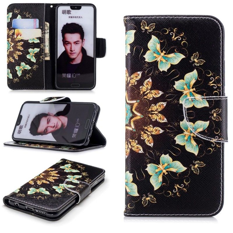 Bescherming Hoesje Honor 10 Telefoonhoesje Vlinder Mandala