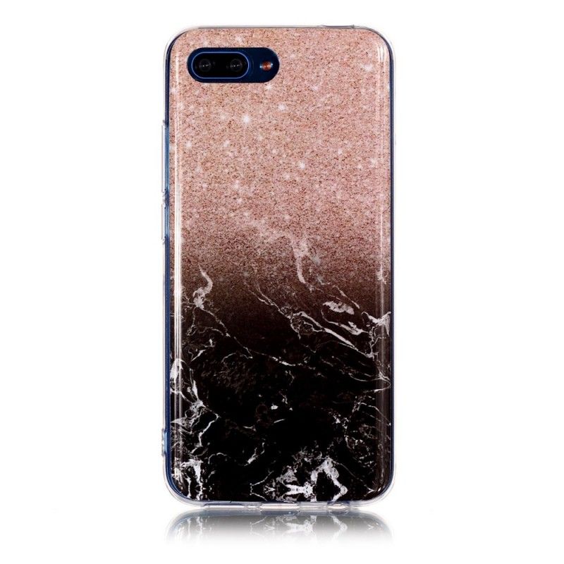 Case Hoesje Honor 10 Wit Zwart Telefoonhoesje Marmeren Glitter