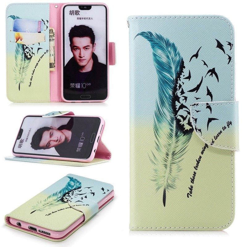 Flip Case Leren Honor 10 Leren Vliegen