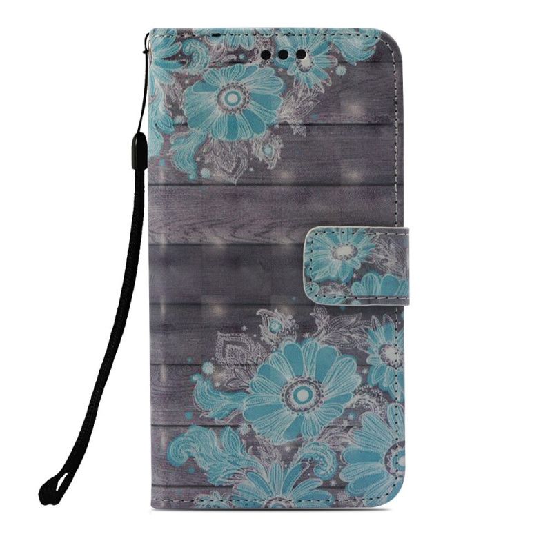 Leren Hoesje Honor 10 Blauwe Bloemen