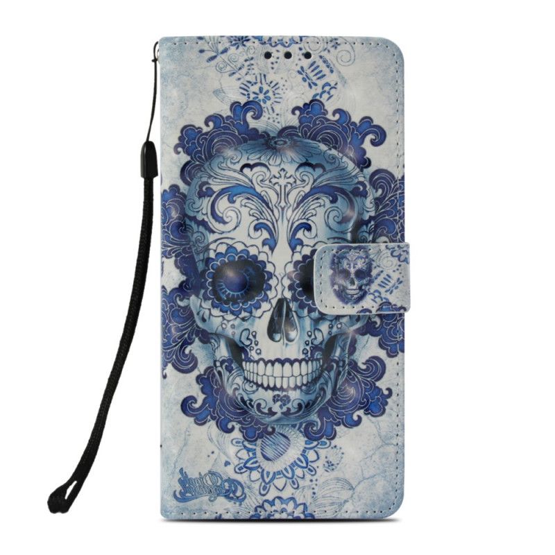 Leren Hoesje voor Honor 10 Blauwe Schedel