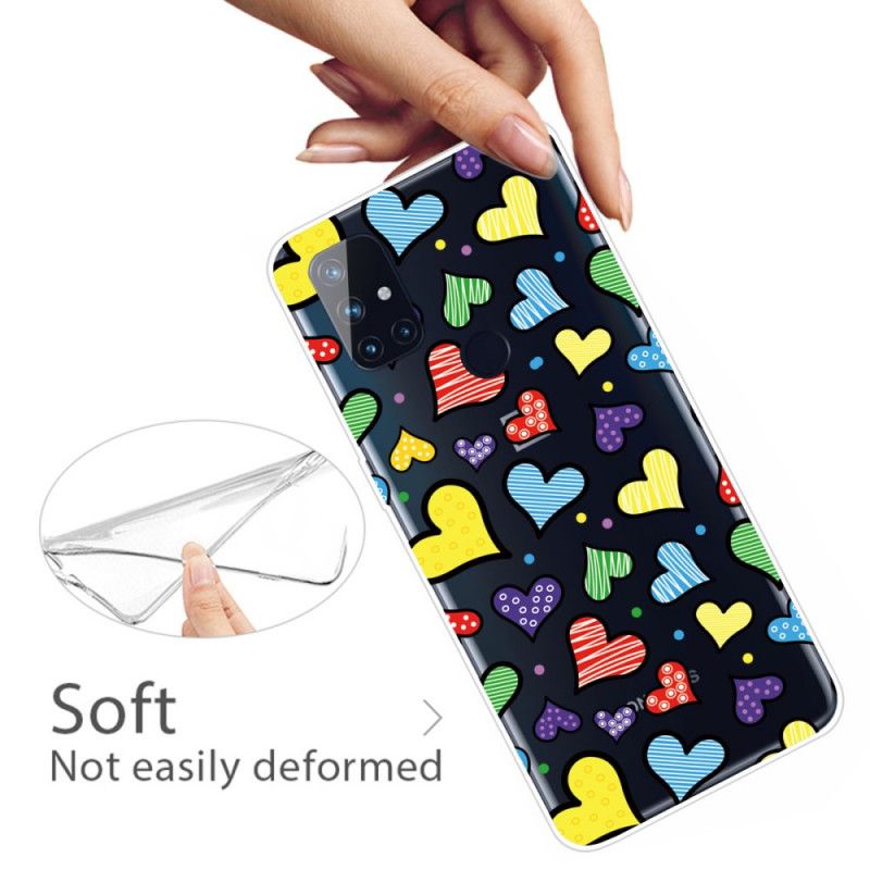 Case Hoesje OnePlus Nord N100 Telefoonhoesje Veelkleurige Harten