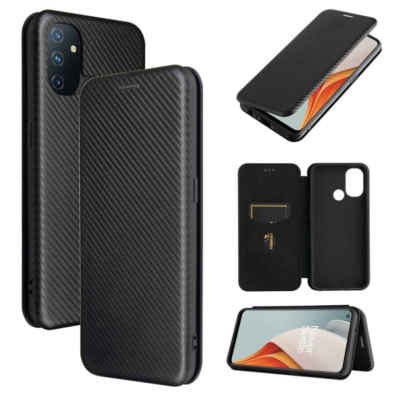 Folio-hoesje OnePlus Nord N100 Groen Zwart Koolstofvezel