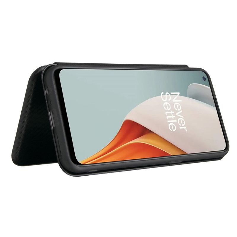 Folio-hoesje OnePlus Nord N100 Groen Zwart Koolstofvezel