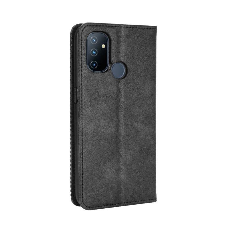 Folio-hoesje voor OnePlus Nord N100 Rood Zwart Gestileerd Vintage Leereffect