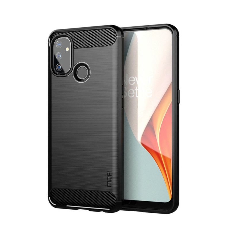 Hoesje voor OnePlus Nord N100 Grijs Zwart Mofi Geborstelde Koolstofvezel