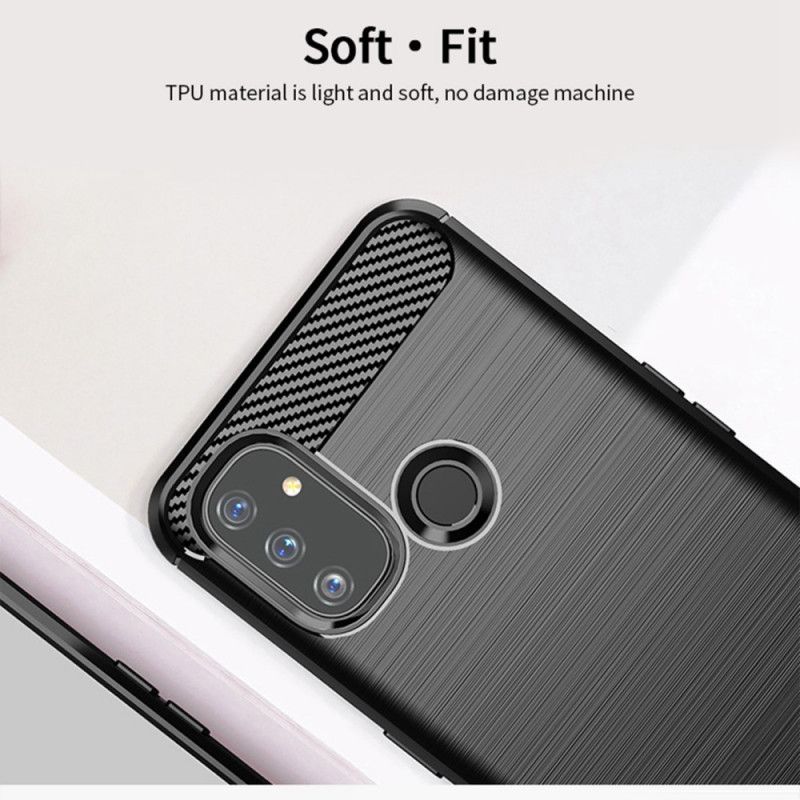 Hoesje voor OnePlus Nord N100 Grijs Zwart Mofi Geborstelde Koolstofvezel