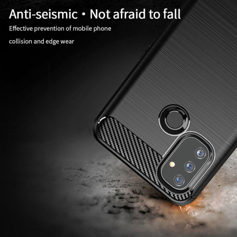 Hoesje voor OnePlus Nord N100 Grijs Zwart Mofi Geborstelde Koolstofvezel