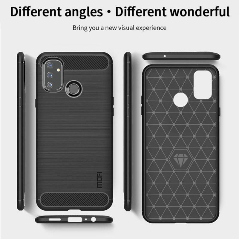 Hoesje voor OnePlus Nord N100 Grijs Zwart Mofi Geborstelde Koolstofvezel