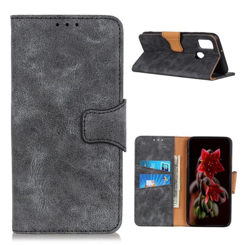 Leren Hoesje OnePlus Nord N100 Bruin Zwart Vintage Splitleer