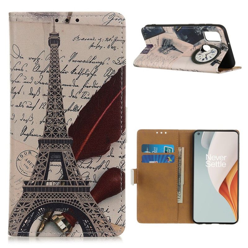 Leren Hoesje OnePlus Nord N100 Eiffeltoren Van De Dichter
