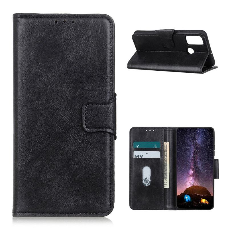 Leren Hoesje OnePlus Nord N100 Groen Zwart Omkeerbare Sluiting In Leereffect