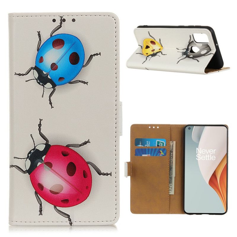 Leren Hoesje OnePlus Nord N100 Lieveheersbeestjes