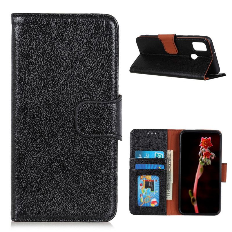 Leren Hoesje OnePlus Nord N100 Rood Zwart Gespleten Nappaleer