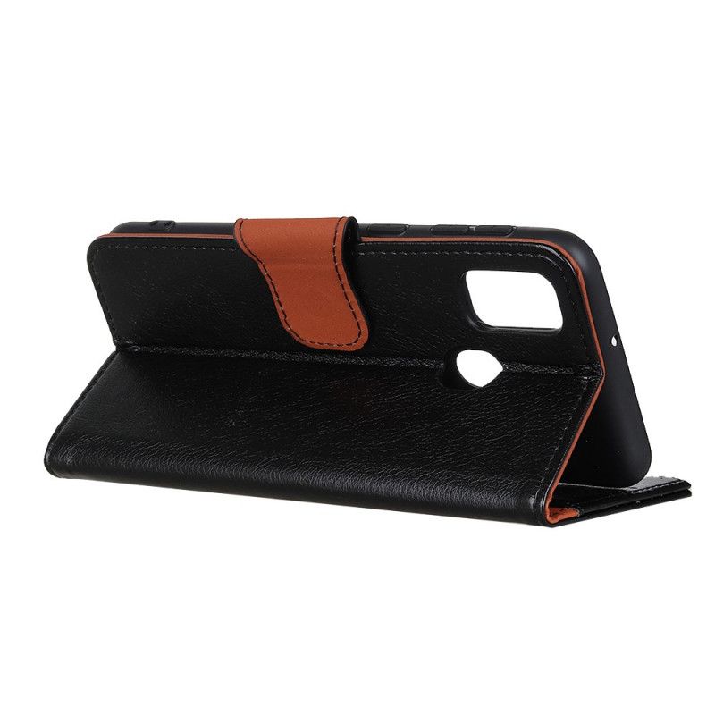 Leren Hoesje OnePlus Nord N100 Rood Zwart Gespleten Nappaleer