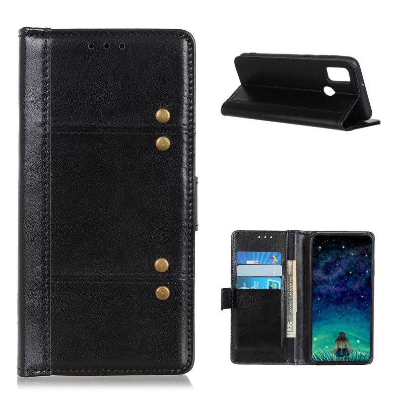 Leren Hoesje OnePlus Nord N100 Rood Zwart Telefoonhoesje Antiek Leereffect