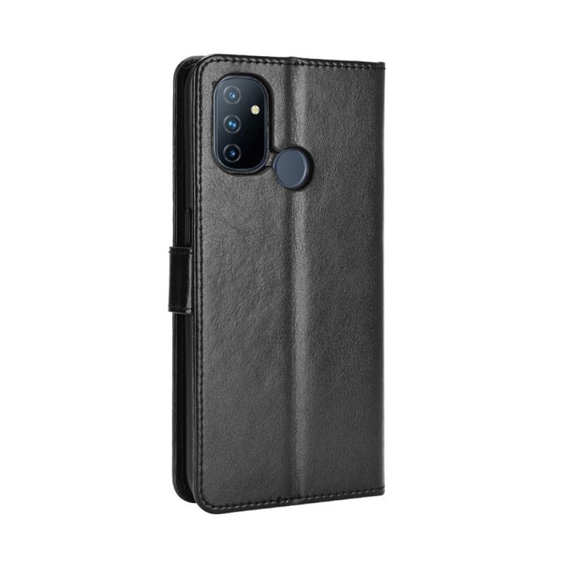 Leren Hoesje OnePlus Nord N100 Rood Zwart Telefoonhoesje Flitsend Kunstleer