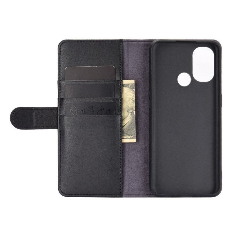 Leren Hoesje voor OnePlus Nord N100 Donkerbruin Zwart Echt Leer