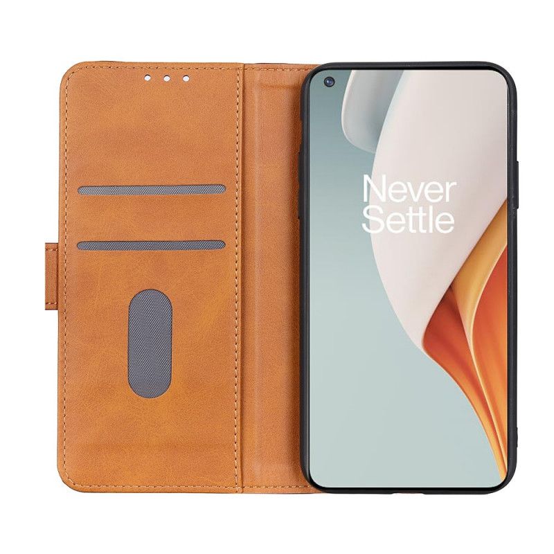 Leren Hoesje voor OnePlus Nord N100 Rood Zwart Gestikt Lychee Leereffect