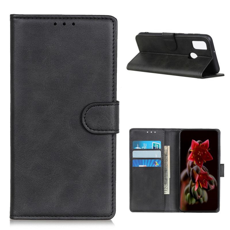 Leren Hoesje voor OnePlus Nord N100 Rood Zwart Mat Leereffect