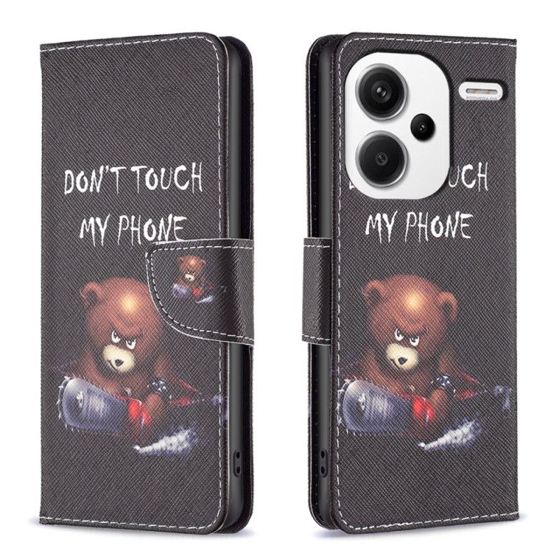Leren Hoesje Voor Xiaomi Redmi Note 13 Pro Plus 5g Gevaarlijke Beer