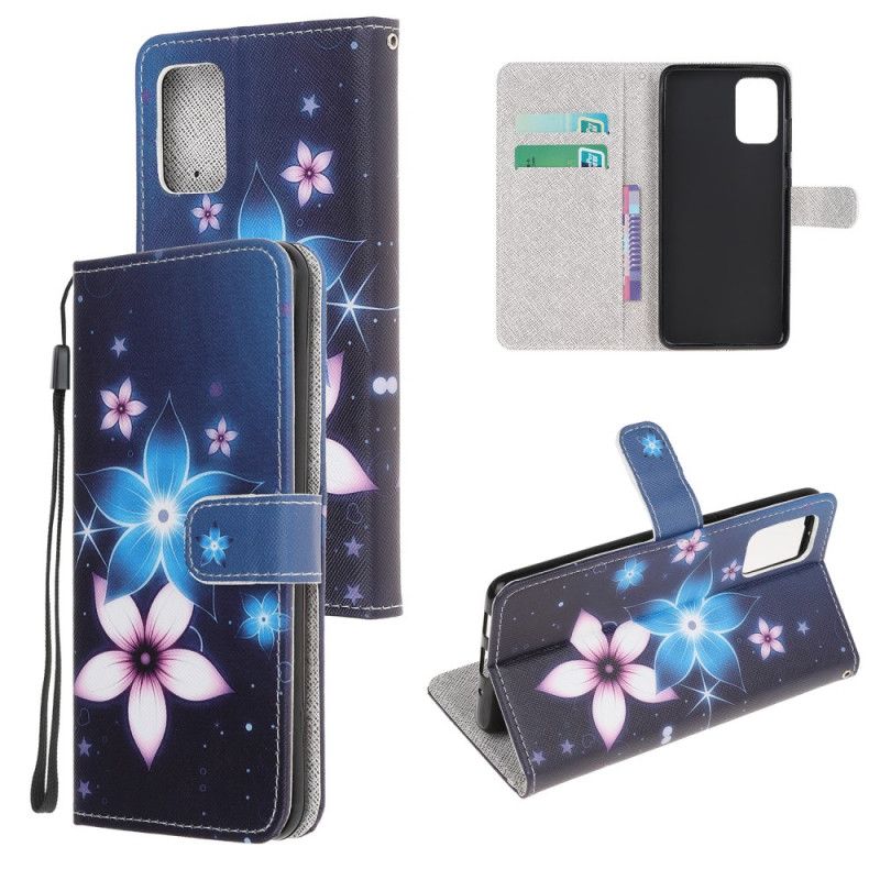 Bescherming Hoesje Samsung Galaxy S20 FE Telefoonhoesje Maanbloemen Met String