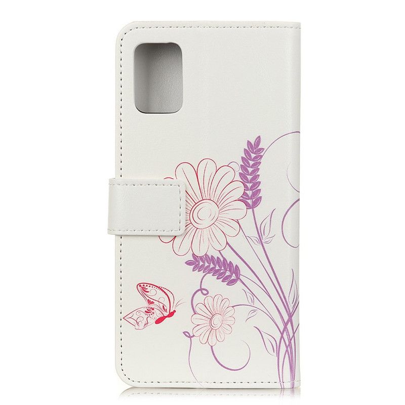 Cover Folio-hoesje Samsung Galaxy S20 FE Telefoonhoesje Vlinders En Bloemen Tekenen