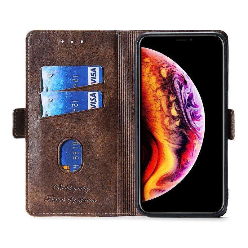 Flip Case Leren Samsung Galaxy S20 FE Grijs Zwart Tweekleurig Leer