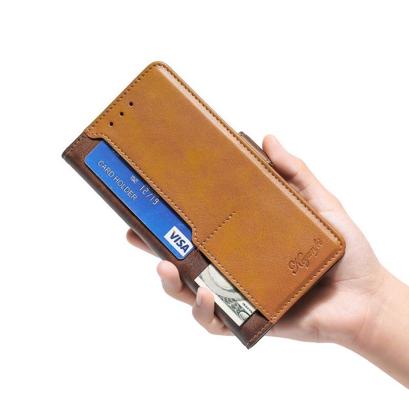 Flip Case Leren Samsung Galaxy S20 FE Grijs Zwart Tweekleurig Leer