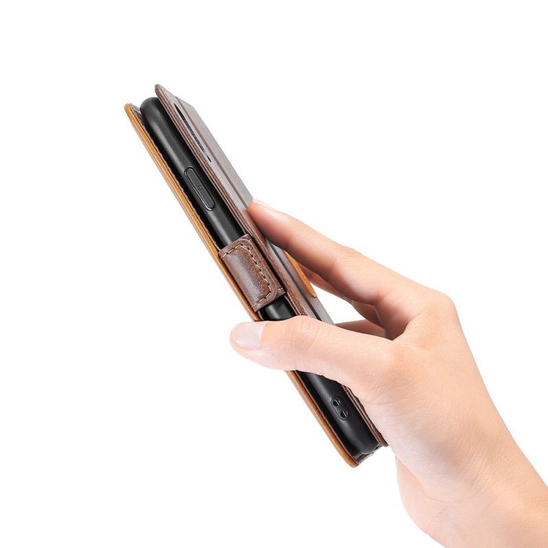 Flip Case Leren Samsung Galaxy S20 FE Grijs Zwart Tweekleurig Leer