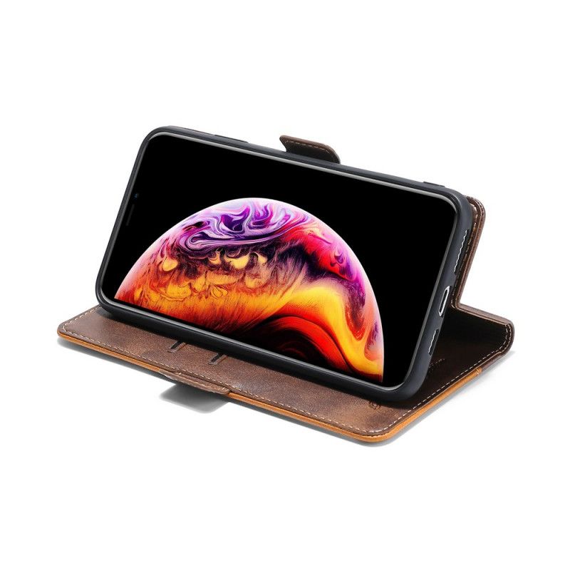 Flip Case Leren Samsung Galaxy S20 FE Grijs Zwart Tweekleurig Leer