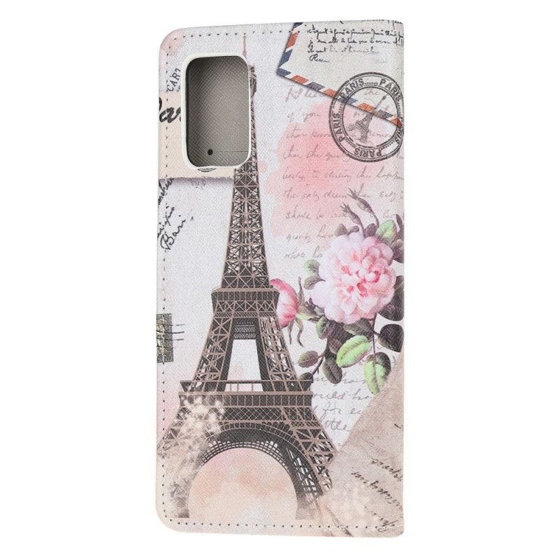 Flip Case Leren Samsung Galaxy S20 FE Retro Eiffeltoren