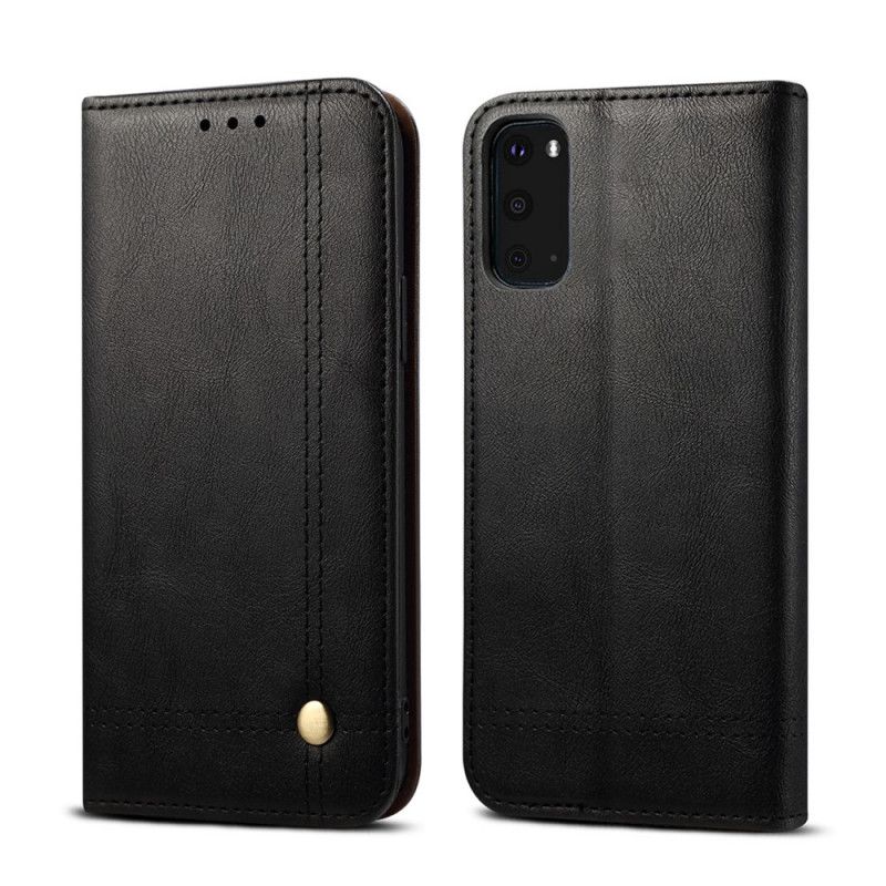 Folio-hoesje Samsung Galaxy S20 FE Rood Zwart Gestikt Leereffect