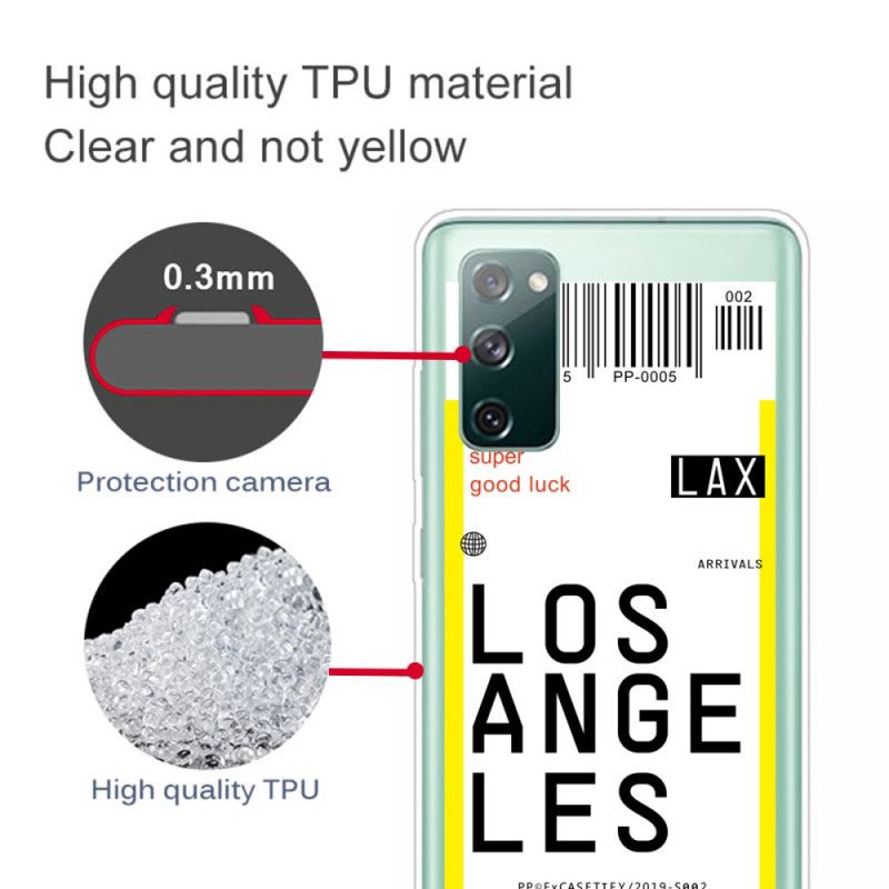 Hoesje Samsung Galaxy S20 FE Instapkaart Naar Los Angeles