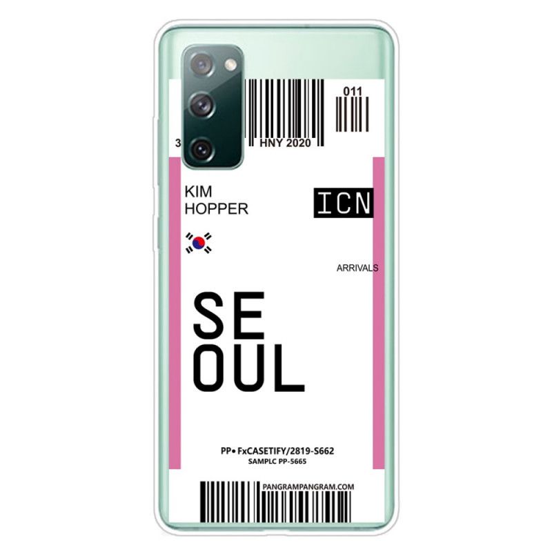 Hoesje Samsung Galaxy S20 FE Lichtpaars Magenta Instapkaart Naar Seoul