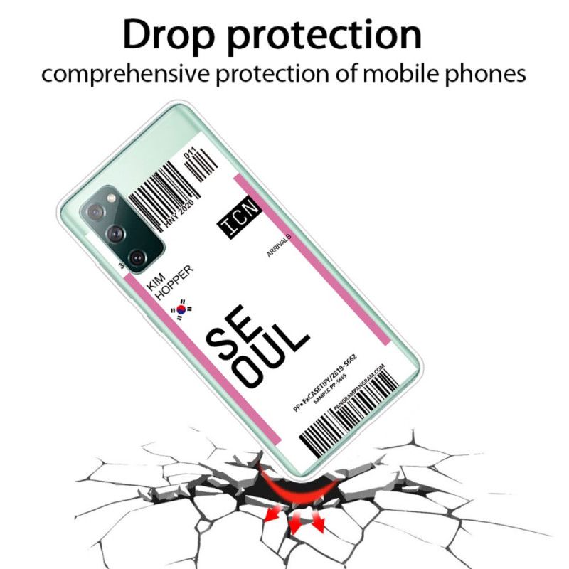 Hoesje Samsung Galaxy S20 FE Lichtpaars Magenta Instapkaart Naar Seoul