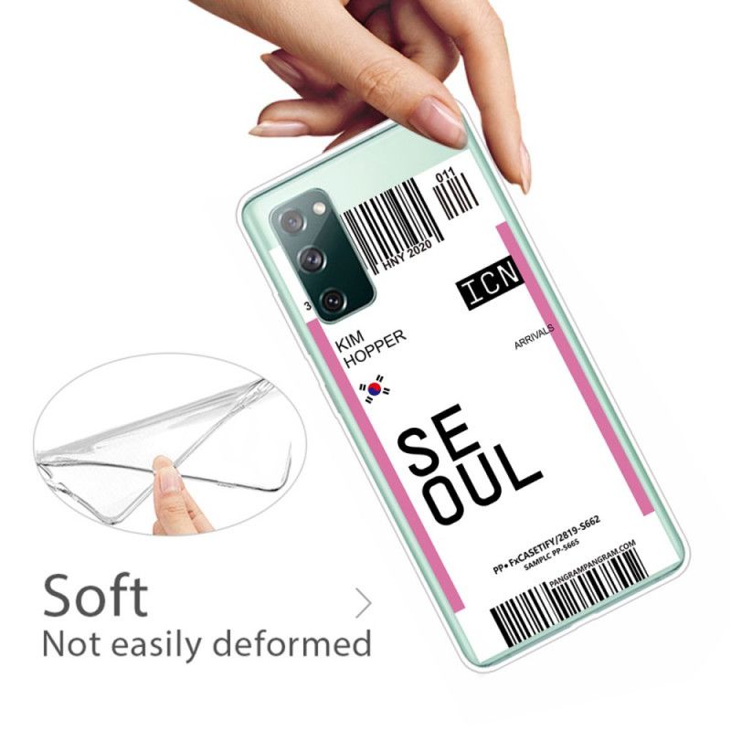 Hoesje Samsung Galaxy S20 FE Lichtpaars Magenta Instapkaart Naar Seoul