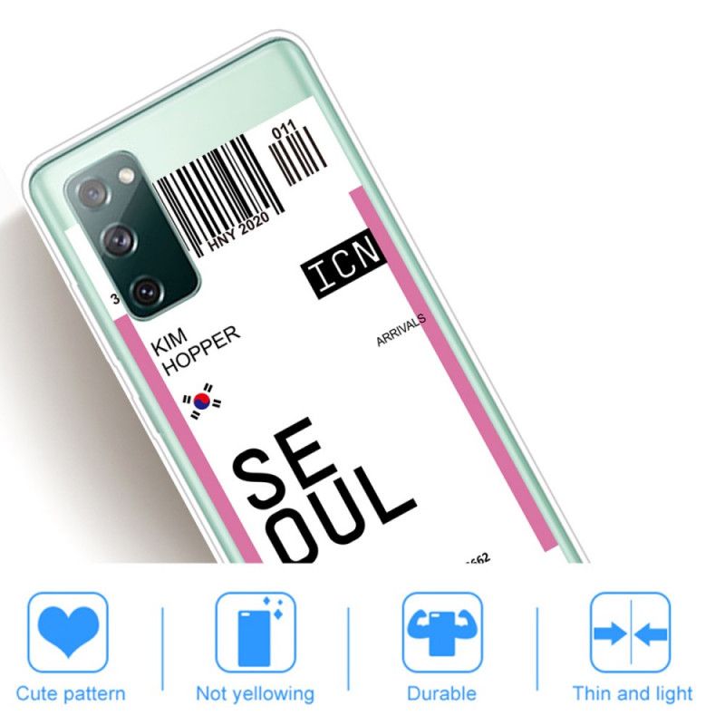 Hoesje Samsung Galaxy S20 FE Lichtpaars Magenta Instapkaart Naar Seoul