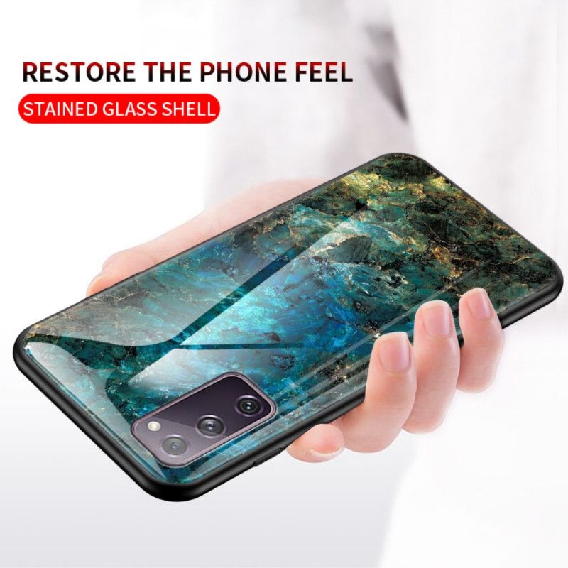 Hoesje Samsung Galaxy S20 FE Wit Zwart Premium Kleur Gehard Glas