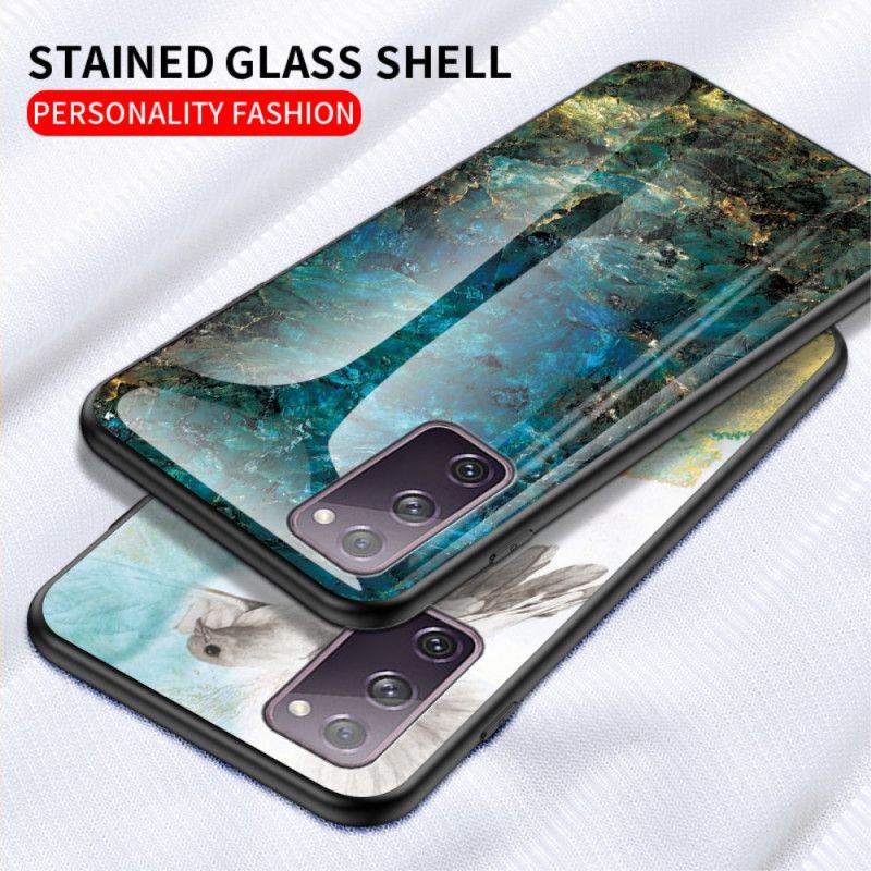 Hoesje Samsung Galaxy S20 FE Wit Zwart Premium Kleur Gehard Glas