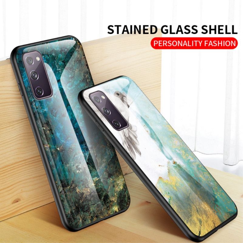 Hoesje Samsung Galaxy S20 FE Wit Zwart Premium Kleur Gehard Glas