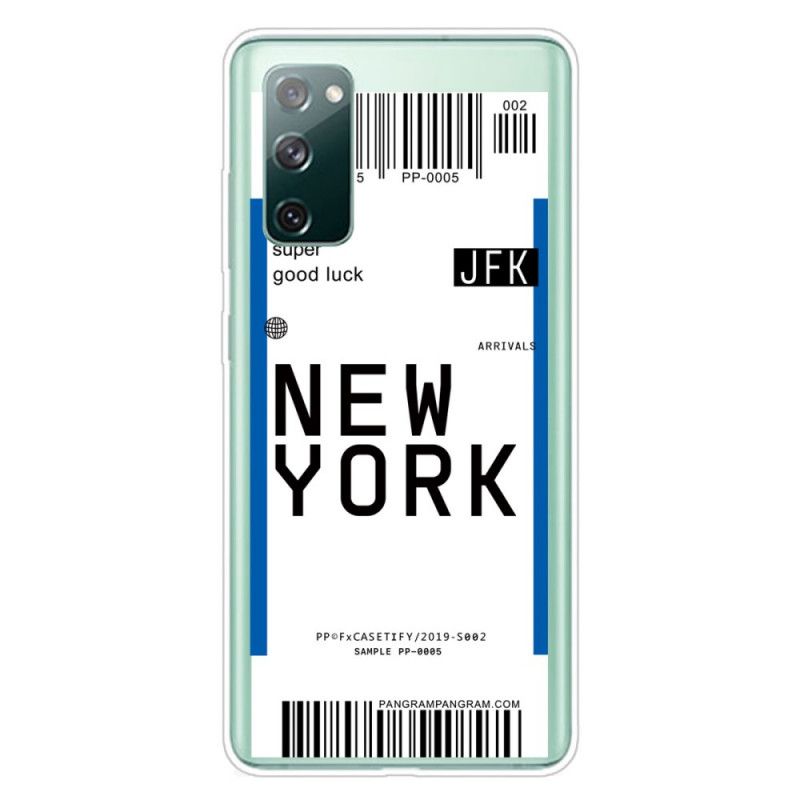 Hoesje voor Samsung Galaxy S20 FE Donkerblauw Zwart Instapkaart Naar New York