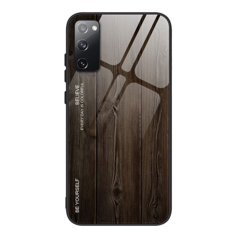 Hoesje voor Samsung Galaxy S20 FE Grijs Zwart Designglas Van Gehard Hout