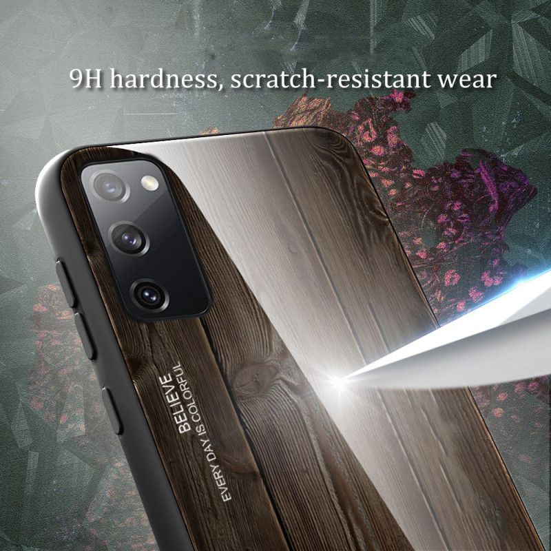 Hoesje voor Samsung Galaxy S20 FE Grijs Zwart Designglas Van Gehard Hout