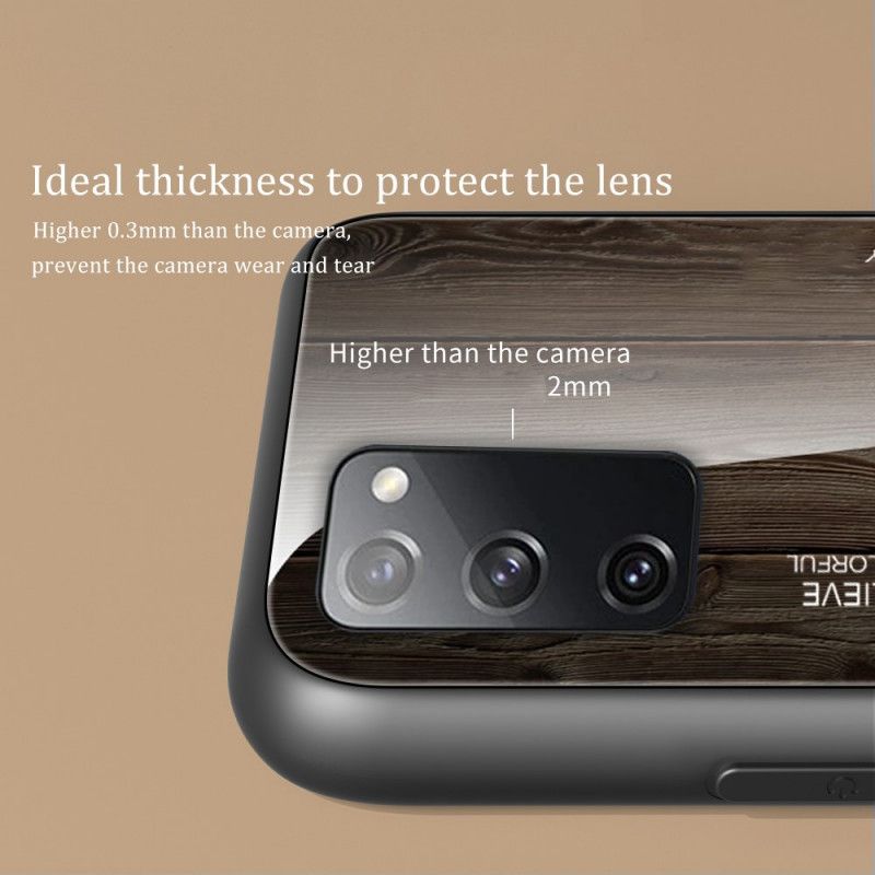 Hoesje voor Samsung Galaxy S20 FE Grijs Zwart Designglas Van Gehard Hout
